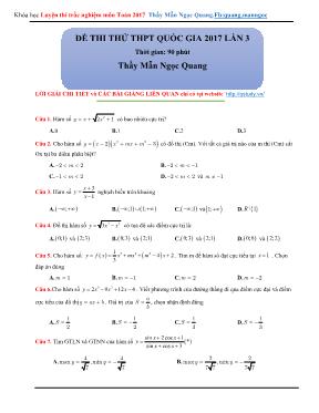 Đề thi thử THPT quốc gia 2017 lần 3 môn Toán